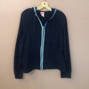 Navy blue hoodie with zipper front